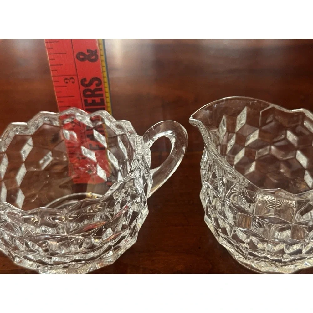 American Clear by Fostoria Sugar &‎ Creamer Set Vintage Pressed Glass